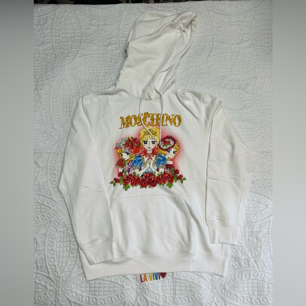 Moschino White Hoodie with Colorful Graphic